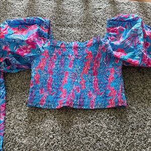 Lilly Pulitzer Blue and Pink Floral Blouse